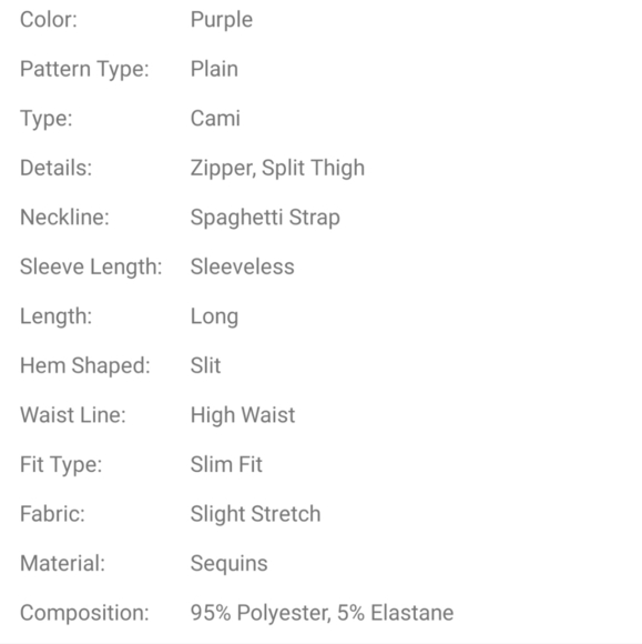 Purple Sequined Cami, Spaghetti Strap,  Slit Thigh Mermaid - Picture 9 of 11